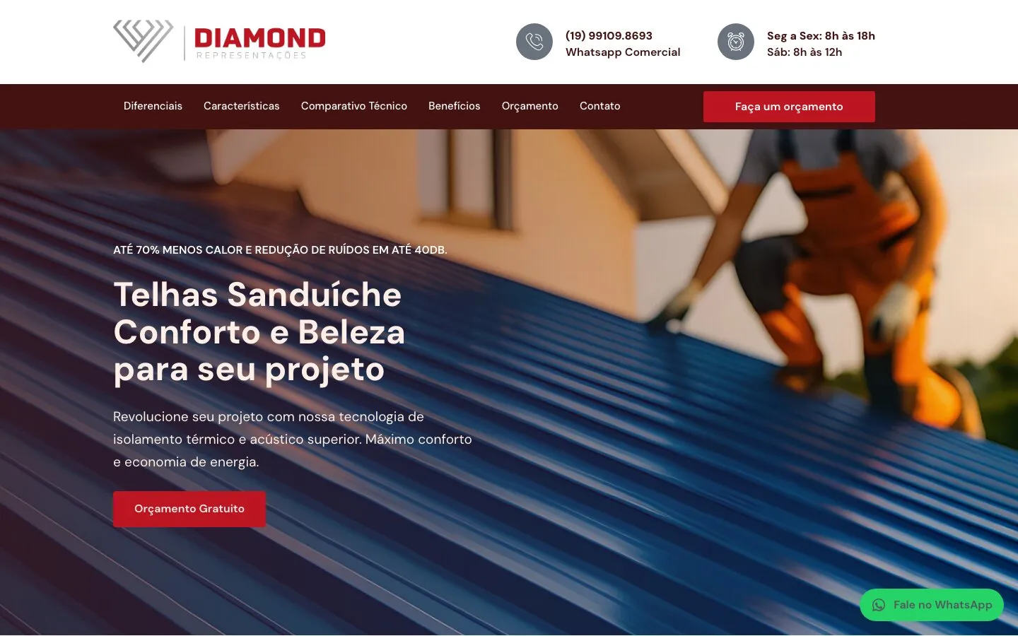 Landing page da Diamond.