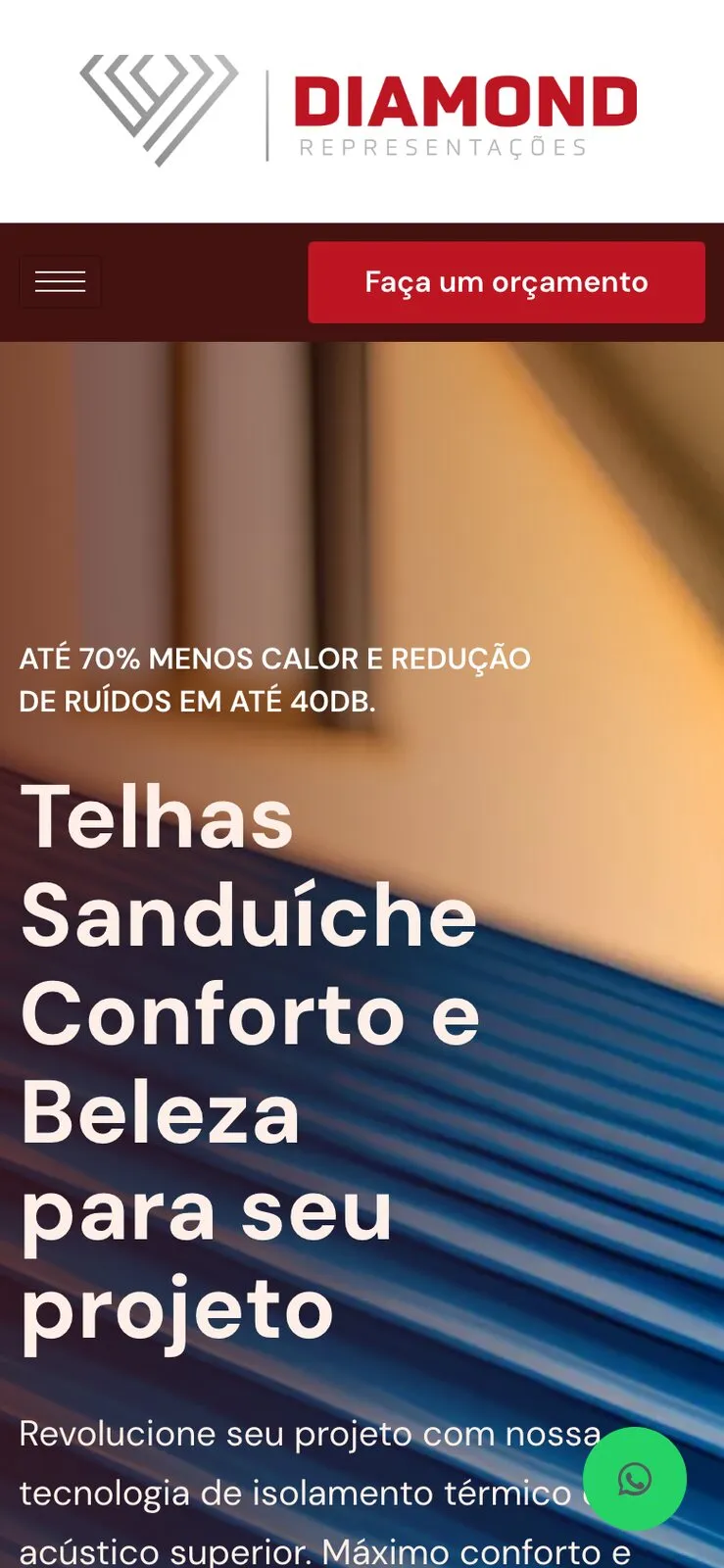 Landing page da Diamond em tela de celular.